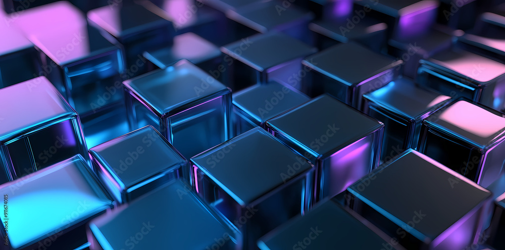 abstract illustration of blue and purple cubes abstract illustration of blue and purple cubes