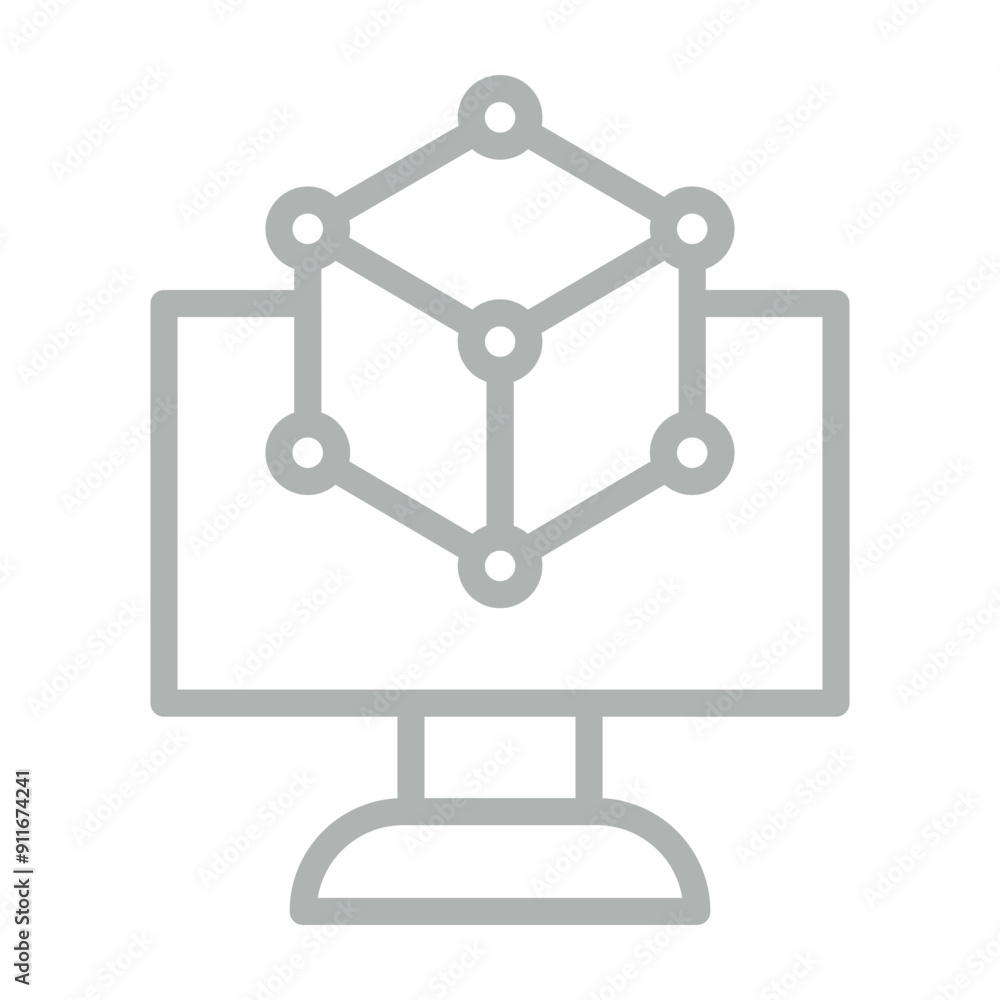 DModel Vector Line Grey Icon Design DModel Vector Line Grey Icon Design