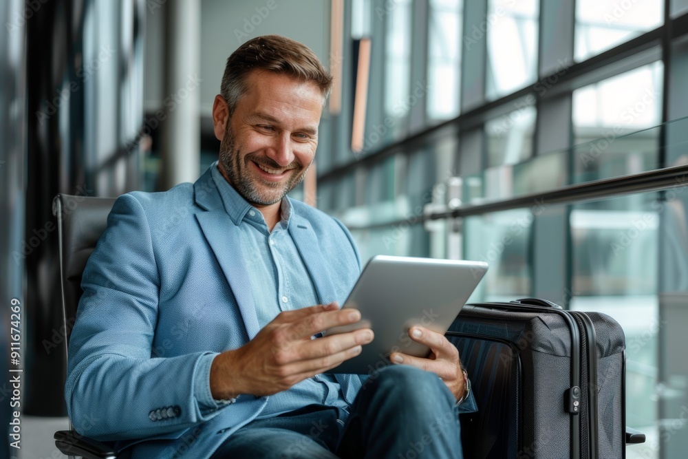 Airport, tablet, or businessman study finance portfolio, stock market database, or investment feedback. Profit from NFT, bitcoin, or crypto trading pleases economy, forex account manager, or trader Airport, tablet, or businessman study finance portfolio, stock market database, or investment feedback. Profit from NFT, bitcoin, or crypto trading pleases economy, forex account manager, or trader
