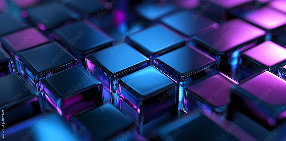 abstract illustration of blue and purple cubes abstract illustration of blue and purple cubes