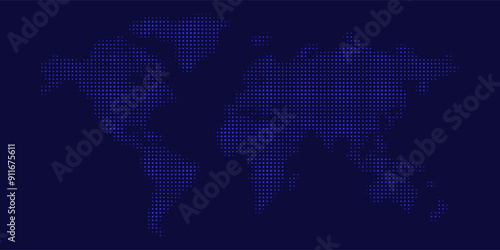 blue Dotted world map. Vector design illustration