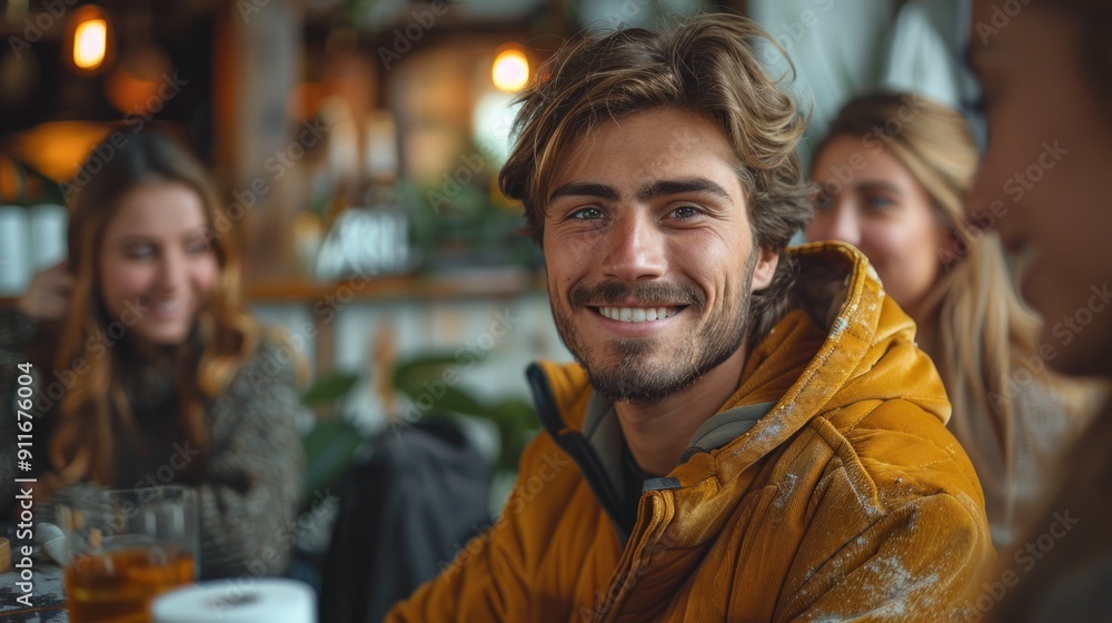 Smiling Man in a Cafe