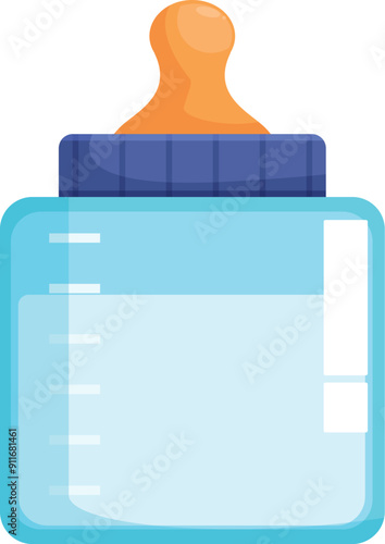 Baby bottle containing milk, ready to be used at feeding time