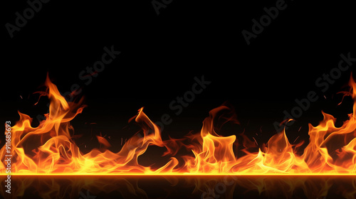 Wallpaper Mural A black background with a long line of orange flames Torontodigital.ca