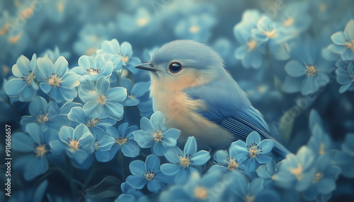 Süér kleiner Vogel. blau photo