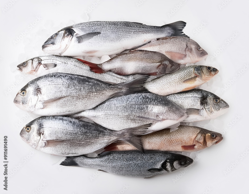 Frozen fresh fish isolated on white background Frozen fresh fish isolated on white background