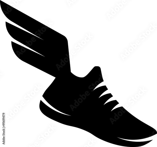 Running icon. Running shoes. Silhouette symbol.