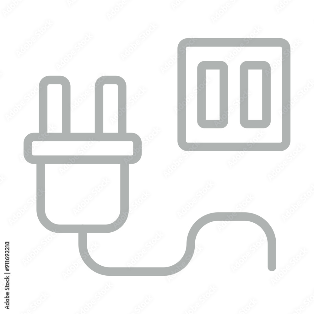 Unplugged Vector Line Grey Icon Design Unplugged Vector Line Grey Icon Design