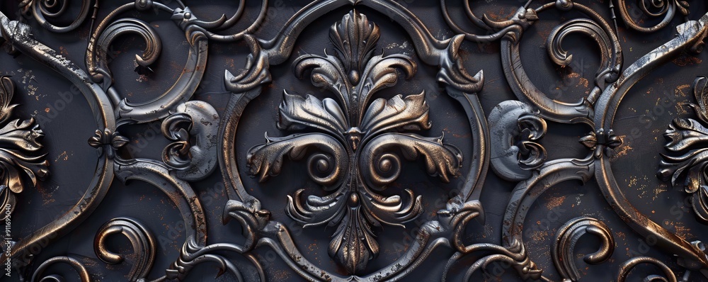 Ornate Wrought Iron Texture Background, 4K hyperrealistic photo Ornate Wrought Iron Texture Background, 4K hyperrealistic photo