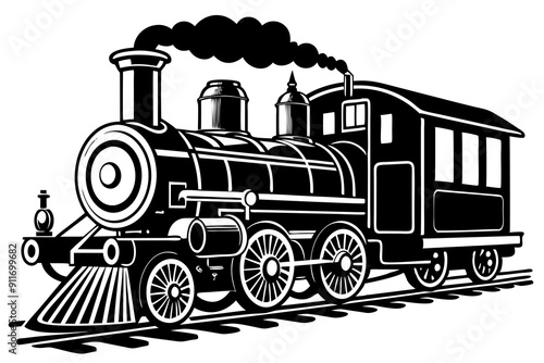 Vintage steam train silhouette, Retro train. Vector illustration
