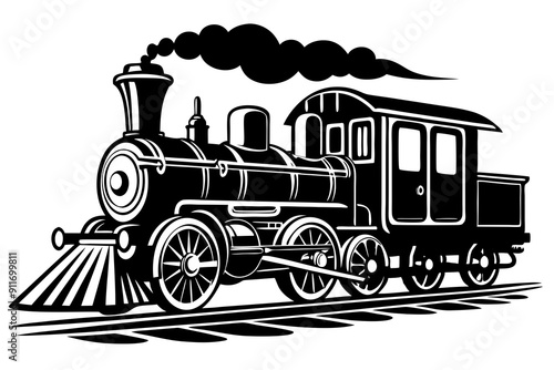 Vintage steam train silhouette, Retro train. Vector illustration

