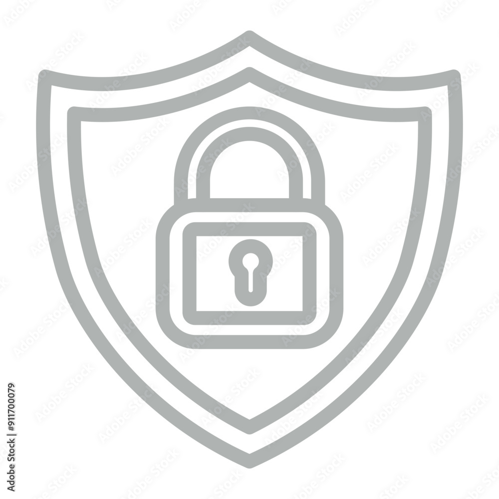 Security Vector Line Grey Icon Design Security Vector Line Grey Icon Design