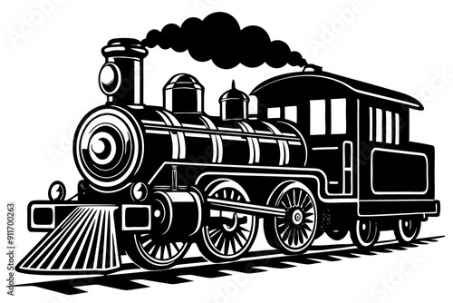 Vintage steam train silhouette, Retro train. Vector illustration
