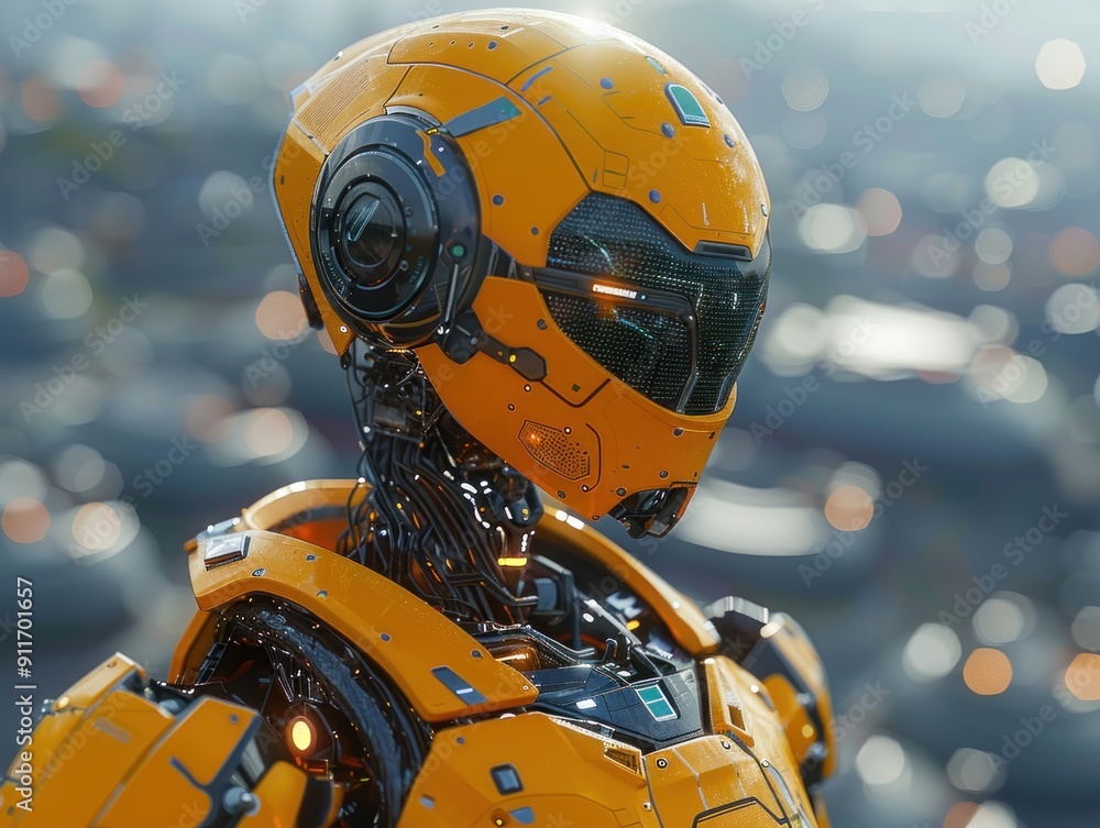 Futuristic Robot in a Yellow Suit Futuristic Robot in a Yellow Suit