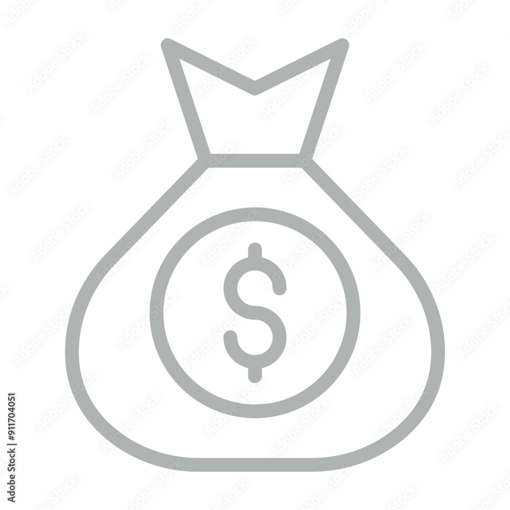 Money Bag Vector Line Grey Icon Design Money Bag Vector Line Grey Icon Design