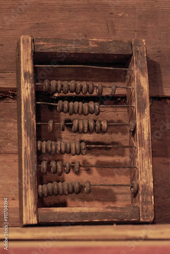 A Beautiful Vintage Wooden Abacus Displayed On A Charming And Rustic Background Setting