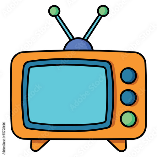 Colorful cartoon retro television isolated icon. Vector illustration