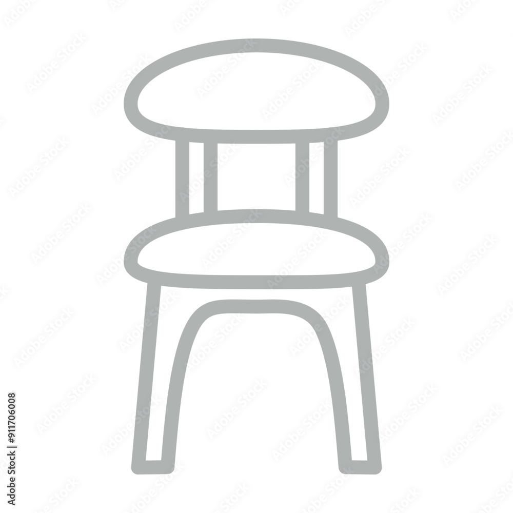 Dinning Chair Vector Line Grey Icon Design Dinning Chair Vector Line Grey Icon Design