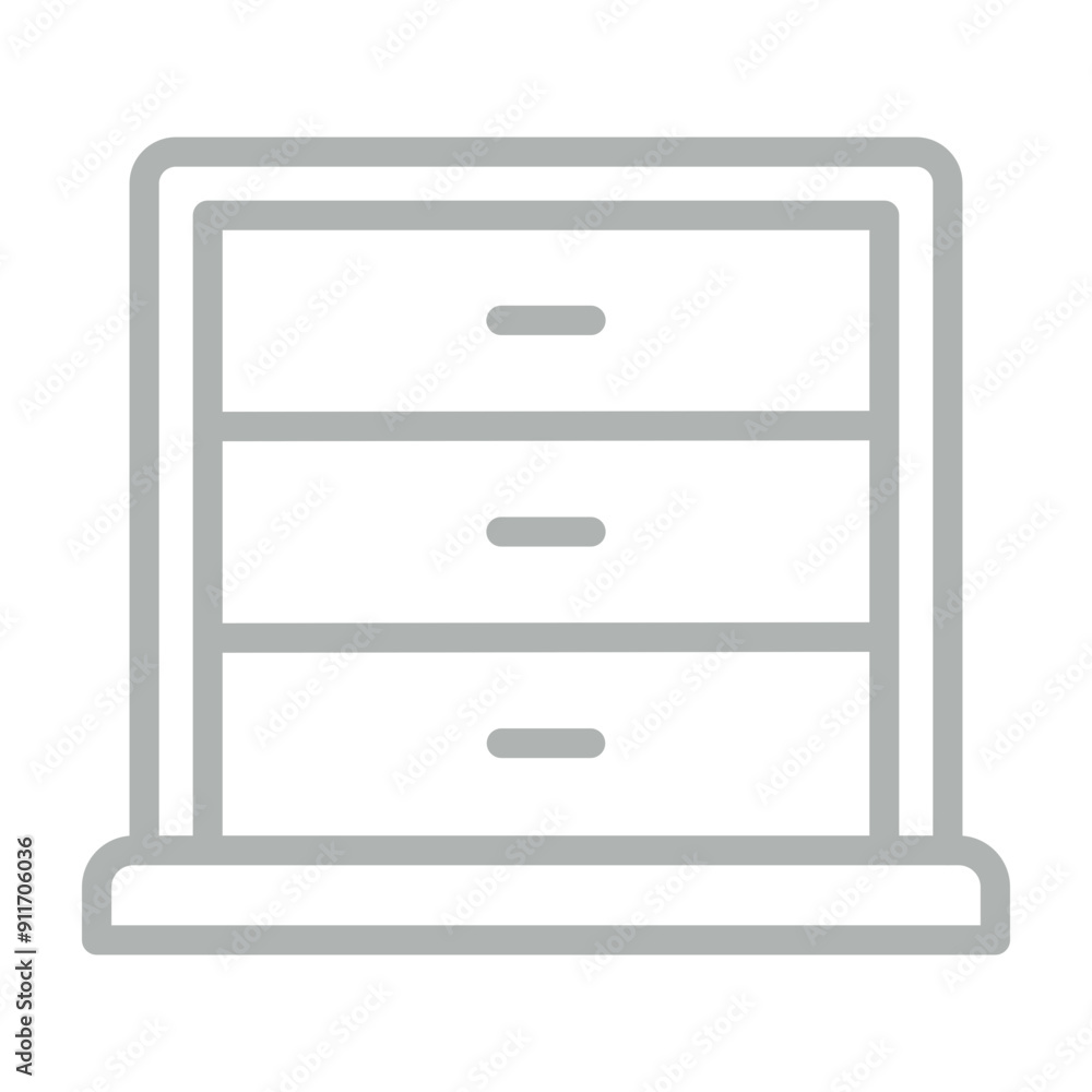 Bedside Table Vector Line Grey Icon Design Bedside Table Vector Line Grey Icon Design