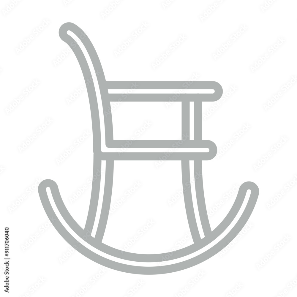 Rocking Chair Vector Line Grey Icon Design Rocking Chair Vector Line Grey Icon Design