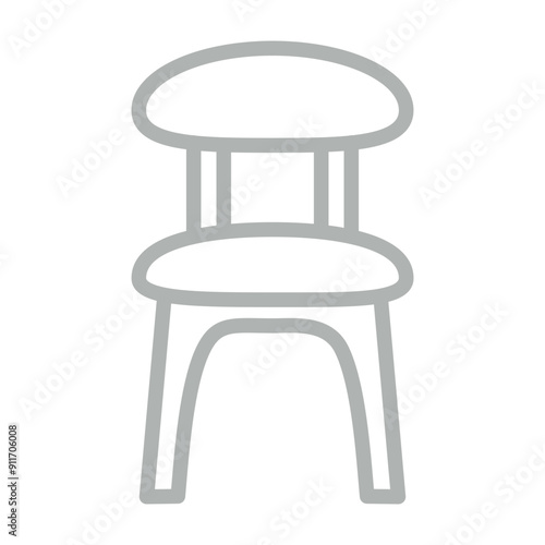 Dinning Chair Vector Line Grey Icon Design