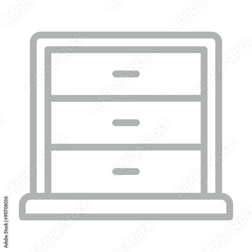 Bedside Table Vector Line Grey Icon Design