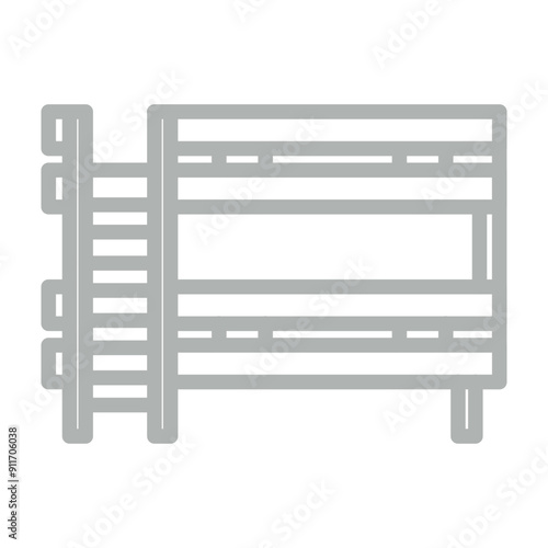 Bunk Bed Vector Line Grey Icon Design