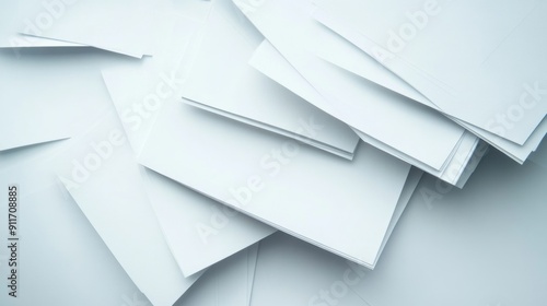 Paper Ream. Blank Pages Stack on White Background for Copy Space photo