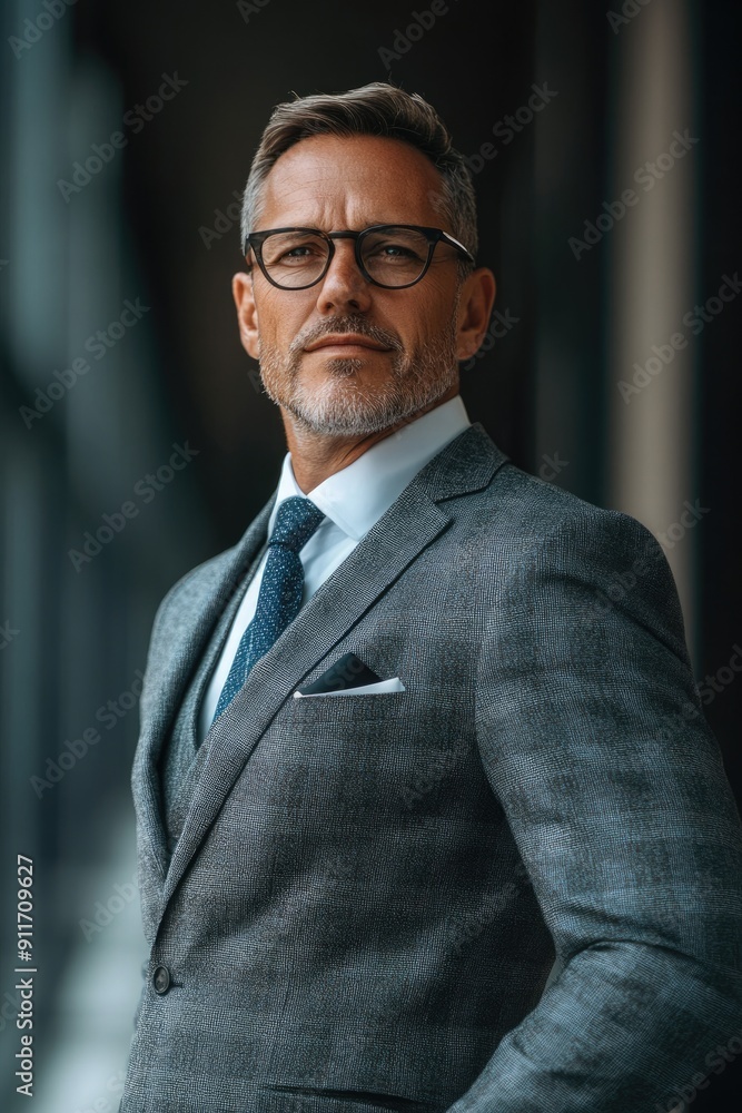 Charismatic Leader. Mature and Businesslike Man in Forma Suit and Glasses Charismatic Leader. Mature and Businesslike Man in Forma Suit and Glasses