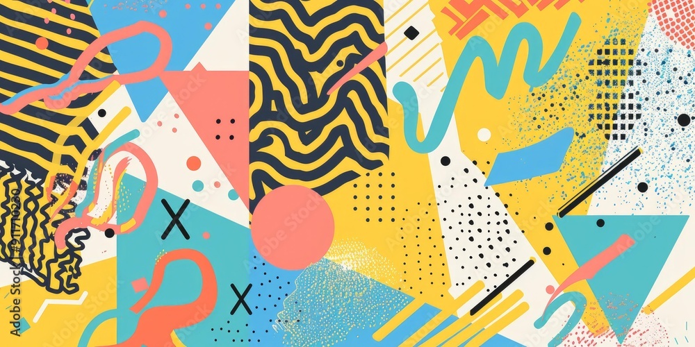 Fototapeta premium Abstract geometric shapes in bright colors.