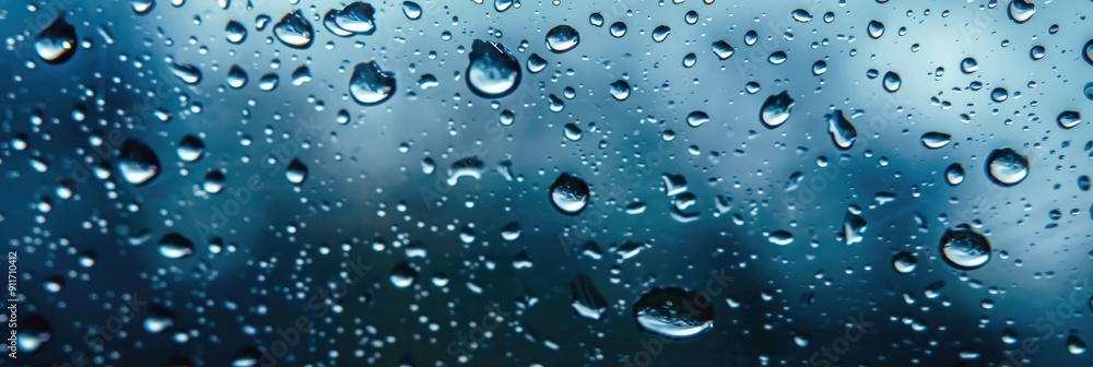 Raindrops hitting the window creating water droplets Raindrops hitting the window creating water droplets