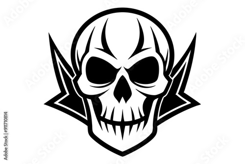 Skull Head Halloween Toon Logo with No Background