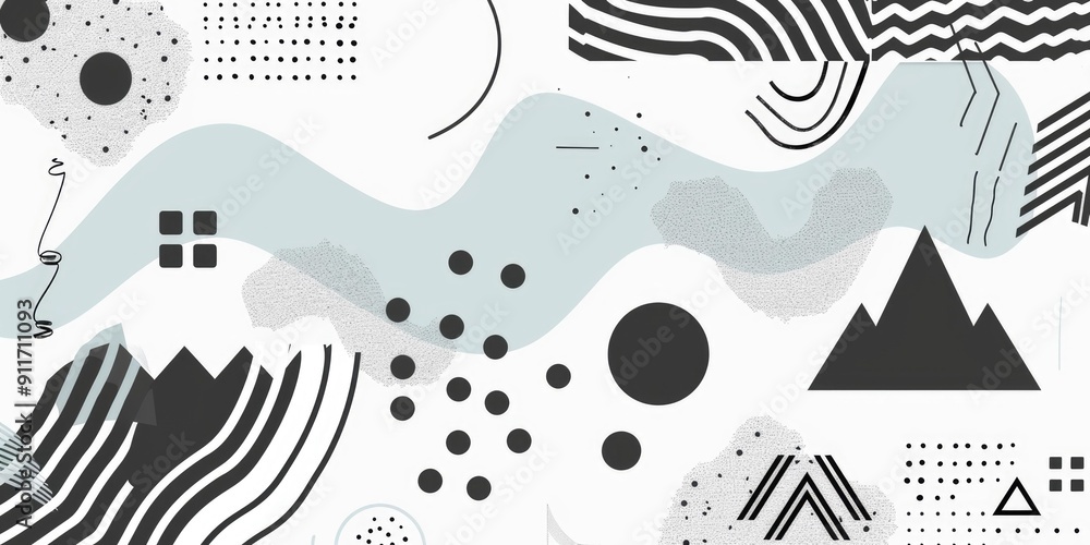 Naklejka premium Abstract black and white geometric pattern.