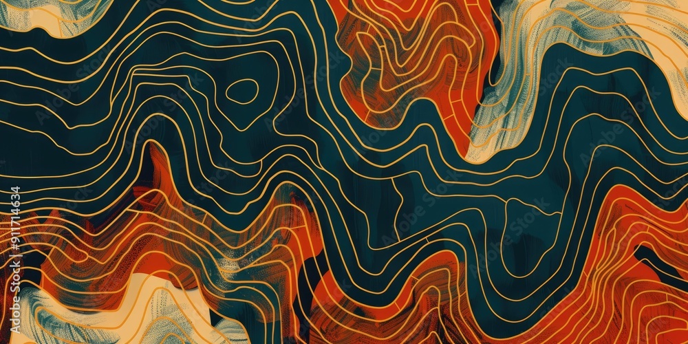 Fototapeta premium Abstract art with gold lines and swirls.