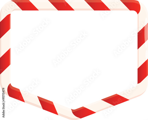 Red and white striped candy cane border creating an empty tilted hexagon frame