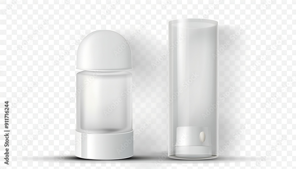 Realistic deodorant bottle mockup with cap on white background. Realistic deodorant bottle mockup with cap on white background.