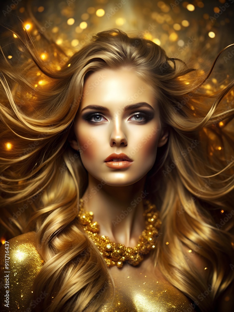 portrait of a woman with golden make up portrait of a woman with golden make up