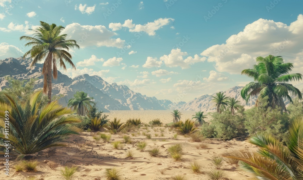 Coastal jungle meeting arid desert landscape Coastal jungle meeting arid desert landscape