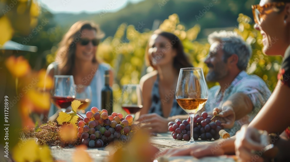 joyous harvest celebration at a rustic winery with diverse group of friends enjoying wine tasting amidst picturesque countryside scenery joyous harvest celebration at a rustic winery with diverse group of friends enjoying wine tasting amidst picturesque countryside scenery