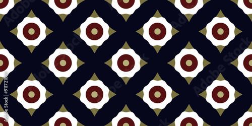 Simple geometric pattern abstract square shapes motif classic blue minimal background. Floral elements modern fabric design textile swatch ladies dress, man shirt all over print block. Vector graphic.