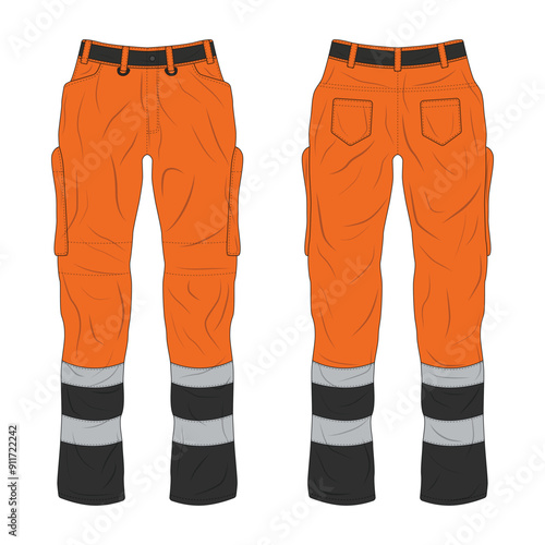 Orange and black hi vis safety pants template