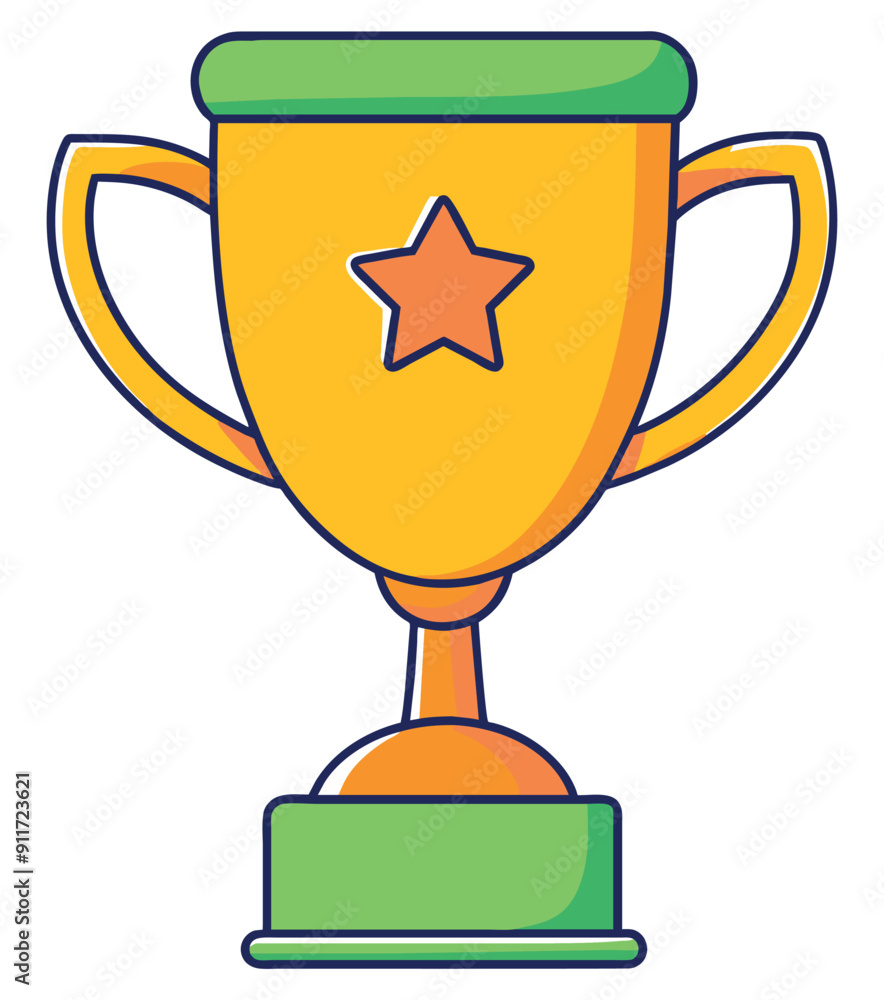 Gold trophy with star isolated icon. Vector illustration Gold trophy with star isolated icon. Vector illustration