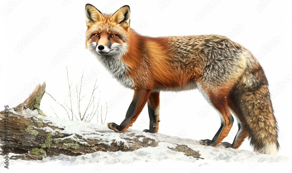 whimsical, hand-drawn fox on a white background whimsical, hand-drawn fox on a white background