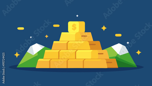 A lot of money and gold bar vector illustration