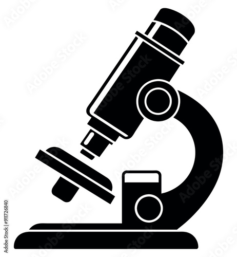 Black microscope for science research isolated icon. Vector illustration