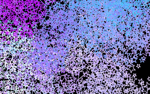 Dark Pink, Blue vector background with colored stars.
