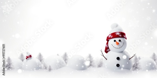 Snowman with Christmas decoration on white background.