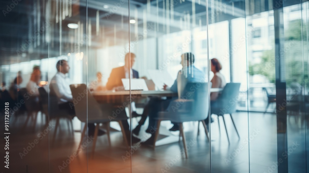 Business Meeting - Blurry View of Corporate Team Work Seen Through Office Glass Wall - Communication - Collaboration - Office Dynamics Business Meeting - Blurry View of Corporate Team Work Seen Through Office Glass Wall - Communication - Collaboration - Office Dynamics