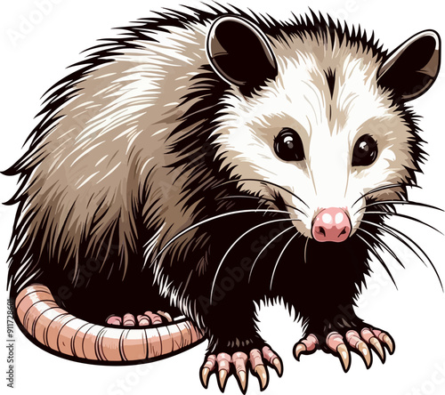 illustration of a cute cartoon opossum