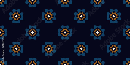 Vintage floral ornament textile design. Flowers ornament floral concept art. Modern fabric swatch ladies dress, man shirt all over print block. Vector seamless background.